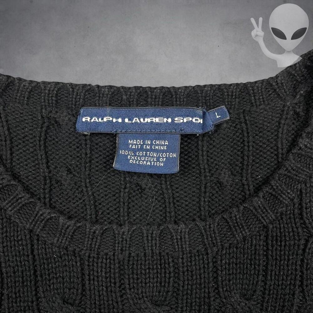 Ralph Lauren Cable Knit Cropped Top Size Large Black - Picture 4 of 6